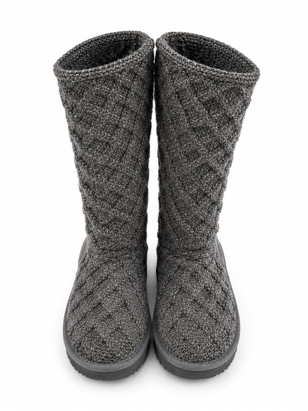 UGG Cardy Knit Boots Gray Women’s Size 6 Triple Button Sweater Boots EUC